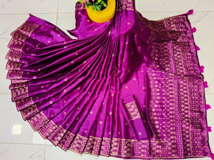 বধুয়া বেনারসি পার্পেল শাড়ি কোড নং - ২৮০ - Image 1