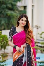 আদুরী 🌺 প্রিমিয়াম কোয়ালিটি দুবাই চেরি সিল্ক শাড়ি - Image 2