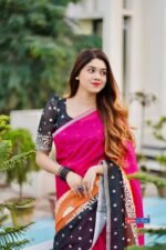 আদুরী 🌺 প্রিমিয়াম কোয়ালিটি দুবাই চেরি সিল্ক শাড়ি - Image 4