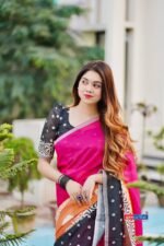আদুরী 🌺 প্রিমিয়াম কোয়ালিটি দুবাই চেরি সিল্ক শাড়ি - Image 5