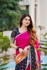 আদুরী 🌺 প্রিমিয়াম কোয়ালিটি দুবাই চেরি সিল্ক শাড়ি - Image 8