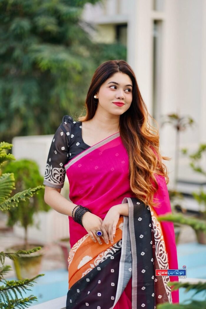 আদুরী 🌺 প্রিমিয়াম কোয়ালিটি দুবাই চেরি সিল্ক শাড়ি - Image 8