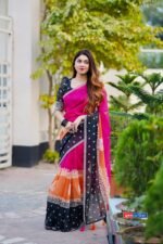 আদুরী 🌺 প্রিমিয়াম কোয়ালিটি দুবাই চেরি সিল্ক শাড়ি - Image 12