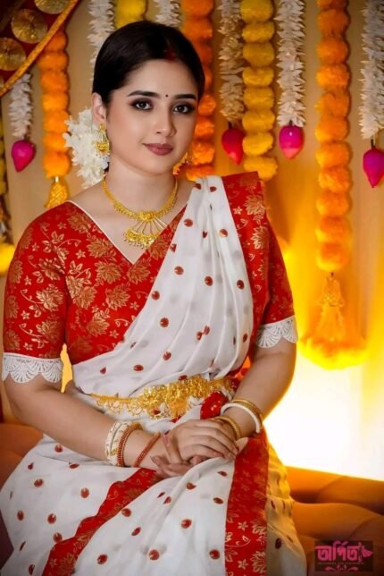 উন্নত মানের হাফ সিল্ক শাড়ি