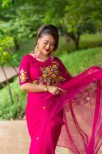 সেমি মসলিন এমব্রয়ডারি শাড়ি - Image 3
