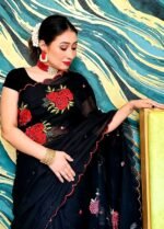 সেমি মসলিন এমব্রয়ডারি শাড়ি - Image 2
