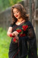 সেমি মসলিন এমব্রয়ডারি শাড়ি