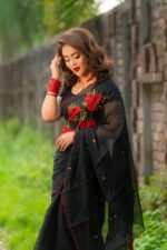 সেমি মসলিন এমব্রয়ডারি শাড়ি - Image 10
