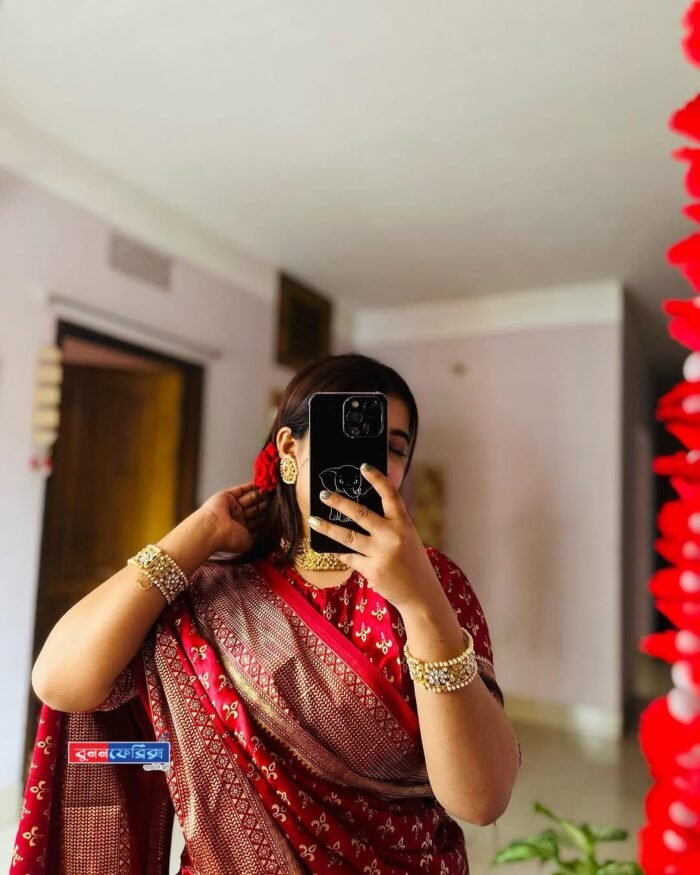 সফ্ট সিল্ক রক্ত জবা 🌺 শাড়ী - Image 5