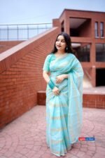 প্রিমিয়াম সেমি মসলিন শাড়ি + ম্যাচিং ব্লাউজ | আকর্ষণীয় ডিজাইন ও কোয়ালিটি - Image 7