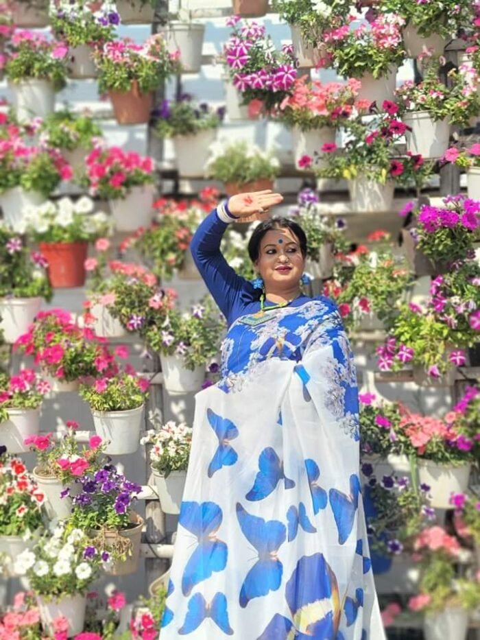 ডিজিটাল প্রিন্ট ইন্ডিয়ান সিল্ক শাড়ি D-122 - Image 1
