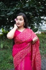 প্রিমিয়াম সেমি মসলিন শাড়ি + ম্যাচিং ব্লাউজ | আকর্ষণীয় ডিজাইন ও কোয়ালিটি - Image 3